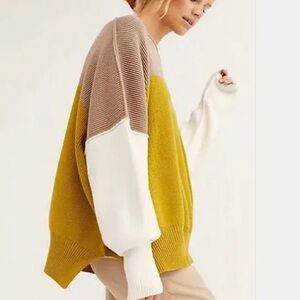 Free People Colorblock Easy Street Sweater